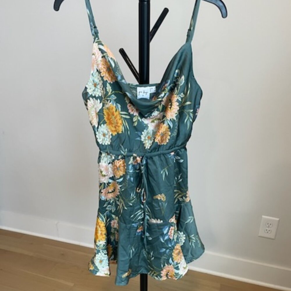 Princess Polly Women's Green Floral Mini Dress Size 4